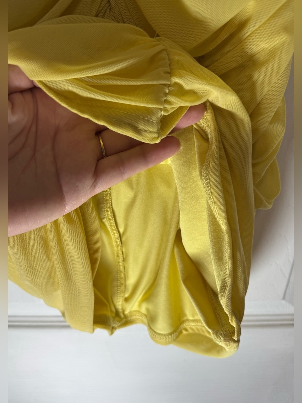 Majorelle Gentille Lemon Yellow off-the-shoulder Ruched Mini Dress Women’s XS - Picture 9 of 16